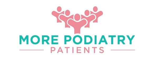 The More Podiatry Patients Logo - the name with several stick people in the background.