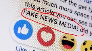 A screen shot of a PC screen with the words "Fake News Media" in capitals and circled with red.